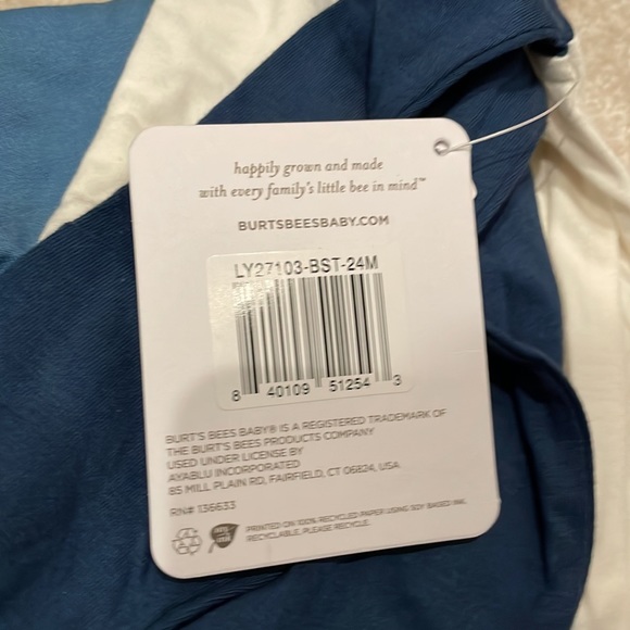 NWT- Organic Burt’s Bees matching set. Pants and Onesie 24 months - Picture 2 of 2